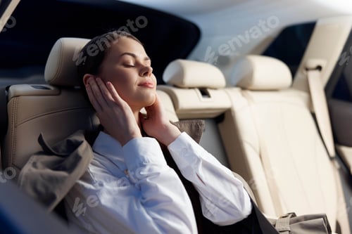 Preview: Back seat car scene a woman is sitting with her head resting on her hand, her face partially covered