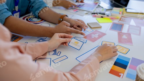Preview: ux, ui, web and mobile app designers are discussing the look and feel of the website or app