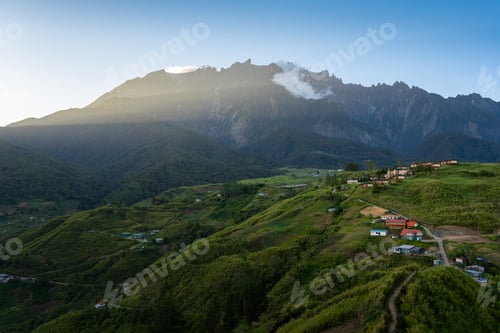 Preview: View over the Mount Kinabalu at sunset in Borneo and Malaysia