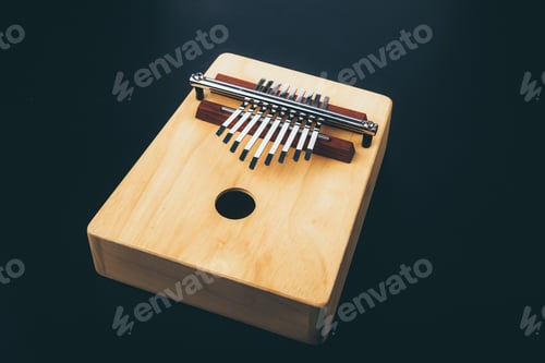 Preview: vintage acoustic Kalimba percussion music instrument, made from wooden