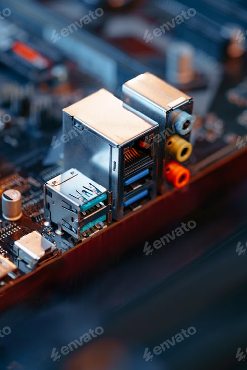 Preview: Computer part circuit board close up photo