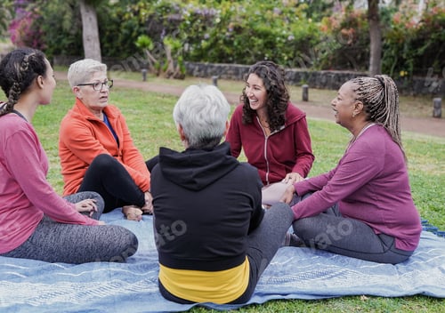 Preview: Multi generational women having fun together at city park