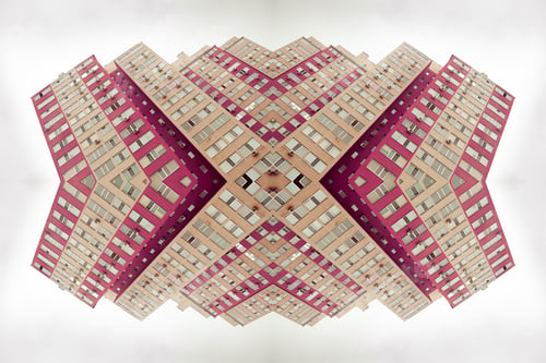 Preview: The Pink-Beige Abstrac Geometric Background Of A Pattern Of Windows In Modern Apartment Building