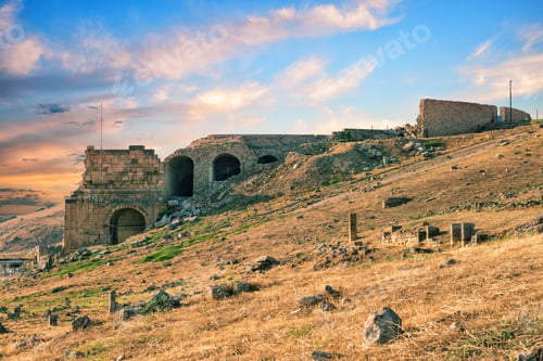 Preview: The ruins of the ancient city of Hierapolis at sunset