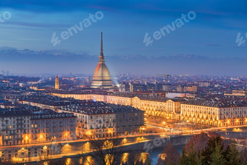 Preview: Turin, Piedmont, Italy skyline with the Mole Antonelliana