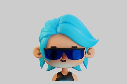 Preview: Blue hair girl with glasses