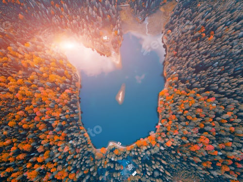 Preview: Aerial top view of lake