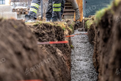 Preview: concrete in the ground for the foundation of the building