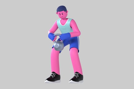 Preview: Cartoon character lifting kettlebell