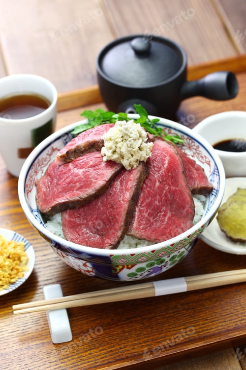 Preview: wagyu roast beef bowl, japanese cuisine