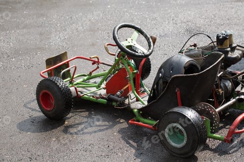 Preview: Karting - driver in helmet on kart circuit