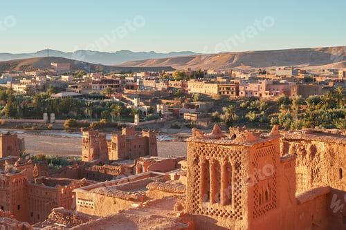 Preview: Ancient city near river in desert and wonderful sky