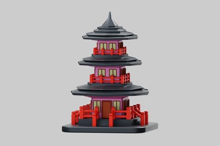 Preview: Low poly asian pagoda tower