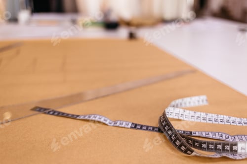 Preview: sewing ruler - on brown paper. natural sewing concept