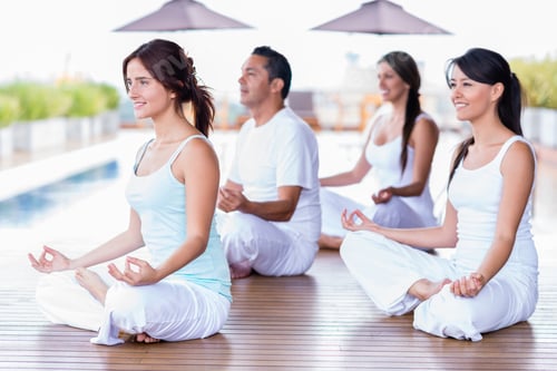 Preview: Group Of Yoga People In A Class Meditating