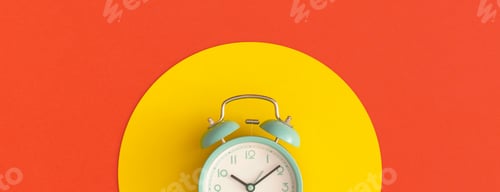 Preview: Red alarm clock on color background