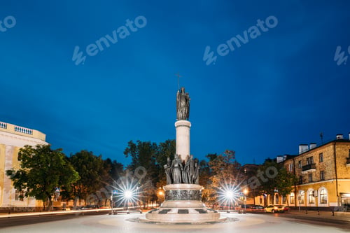 Preview: Brest, Belarus. View Of Street In Evening Night Illuminations.