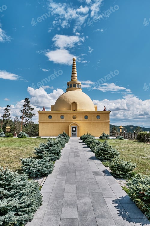 Preview: Sidewalk to East Golden Stupa of Reconciliation, Buddhist datsan Rinpoche Bagsha, Ulan-Ude, Russia