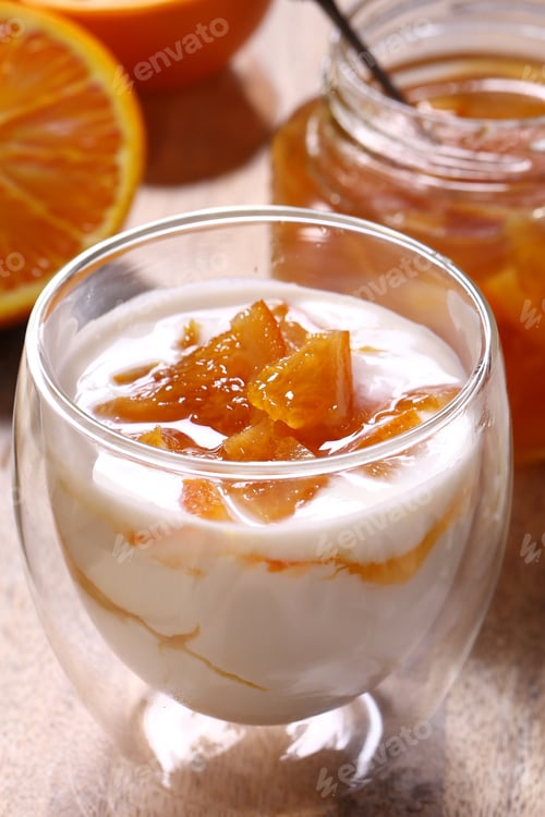 Preview: breakfast yogurt with fruit in a glass