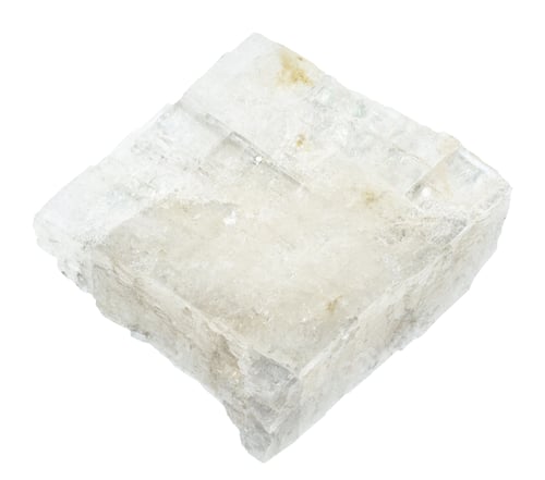 Preview: raw colorless calcite mineral isolated on white
