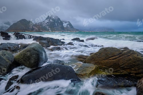 Preview: Rocky coast of fjord in Norway