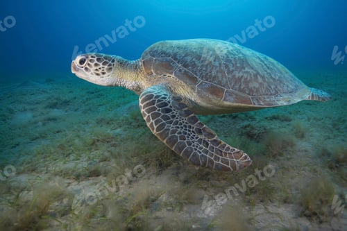 Preview: beautiful Green turtle swimming underwater