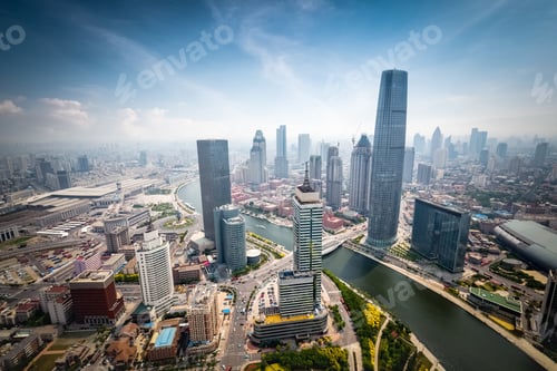 Preview: aerial view of tianjin cityscape