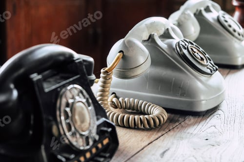 Preview: Still life image of retro rotary dial telephone
