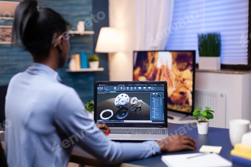 Preview: African freelancer using cad to design a technical concept