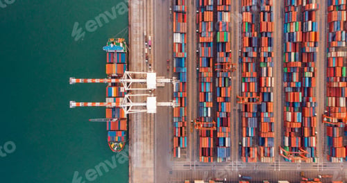 Preview: Smart crane loanding cargo container to container ship in the international terminal depot