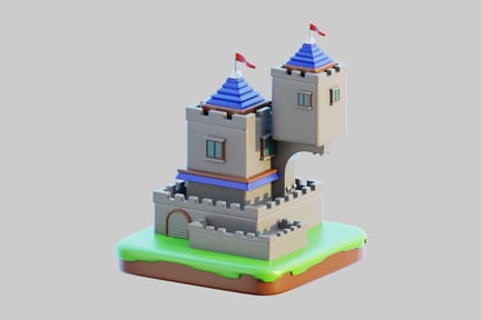 Preview: Low poly castle with flags