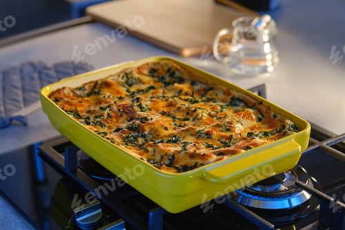 Preview: Traditional lasagna in ceramic baking casserole