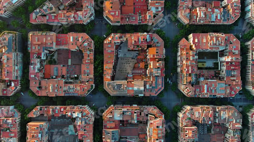 Preview: Barcelona aerial view of the residential Eixample district. Catalonia, Spain