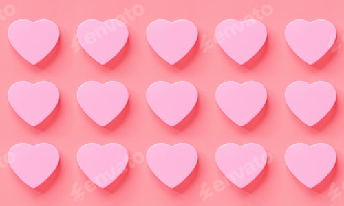 Preview: Flat Lay of Hearts on Pink Background