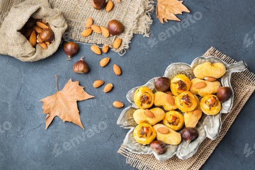 Preview: Almond pastry, cookies, biscuits, sweets on a table