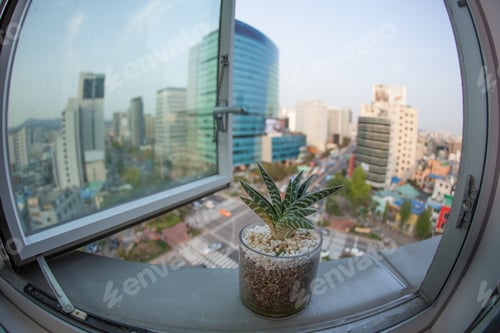 Preview: Seoul city in South Korea, window view