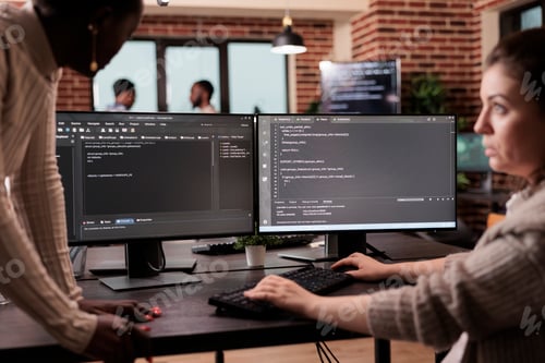 Preview: Diverse programming engineers developing html code