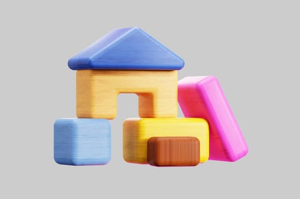 Colorful wooden block house 3D, Incl. architecture & building - Envato