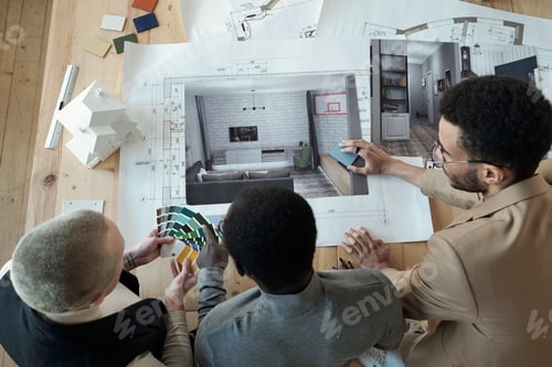 Preview: Overview of contemporary designers bending over workplace