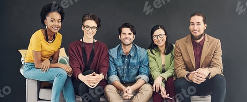 Preview: Studio, portrait and diversity of group, creative and smile for collaboration and entertainment jou