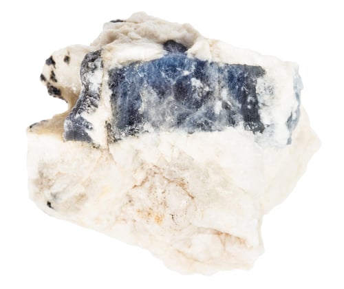 Preview: blue corundum sapphire in raw rock isolated