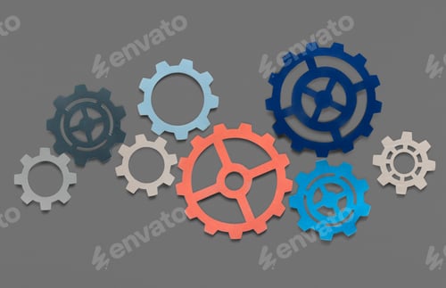 Preview: Support gears isolated on gray background