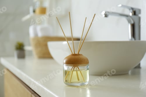 Preview: Reed air freshener on counter in bathroom
