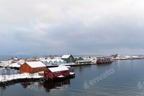 Preview: Houses on waterfront, Svolvaer, Lofoten Islands, Norway