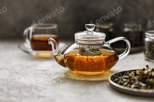 Preview: Teapot with fresh tea from different herbs