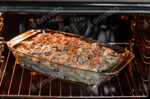 Preview: A delicious nutritious dish with meat, mushrooms, vegetables and potatoes