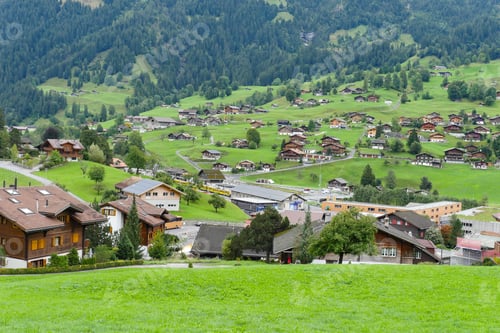 Preview: View of Grindelwald village in Switzerland.