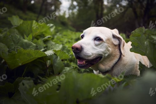 Preview: Portrait of cute old dog in nature