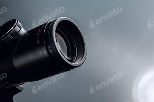Preview: Black rifle optical sight on black background