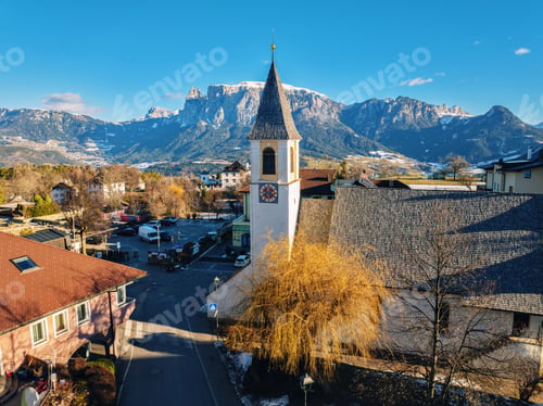 Preview: Aerial drone view of the Soprabolzano village in Italy